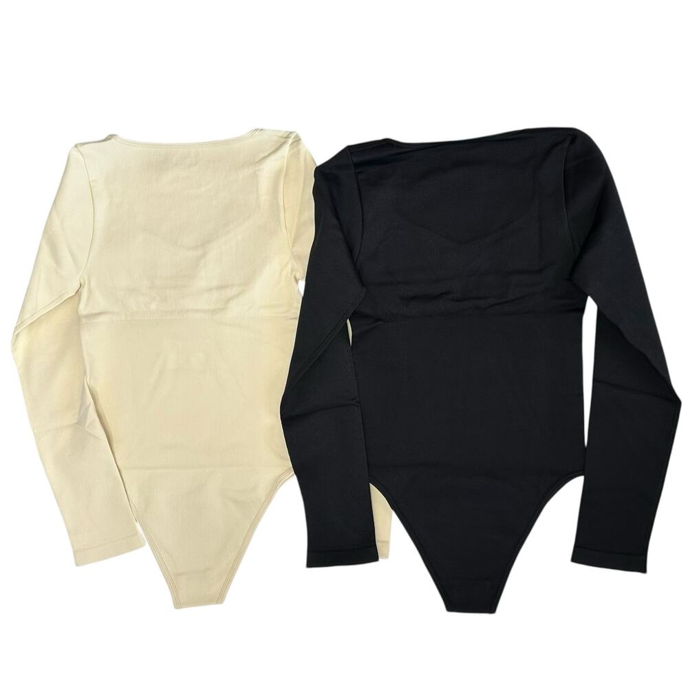 NWT TOB 2 Piece Bodysuit Seamless Ribbed Long Sleeve Tummy Control Size M - Picture 8 of 10